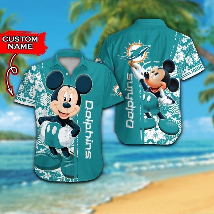 Miami Dolphins Hawaiian Shirt Mickey Mouse Custom Tropical Aloha