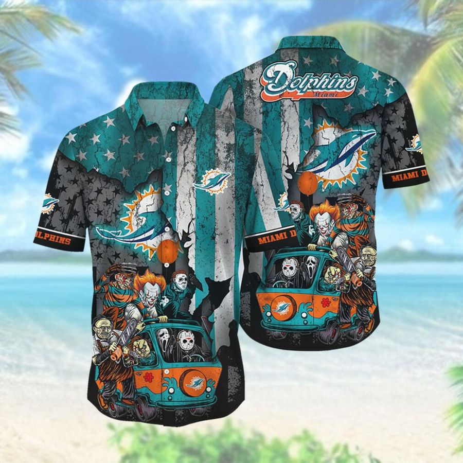 NFL Miami Dolphins Hawaiian Shirt Sleeve Button Up - Ingenious