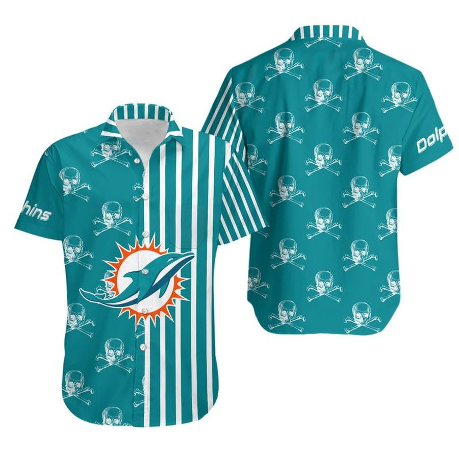Miami Dolphins Stripes And Skull Hawaiian Shirt Limited Edition