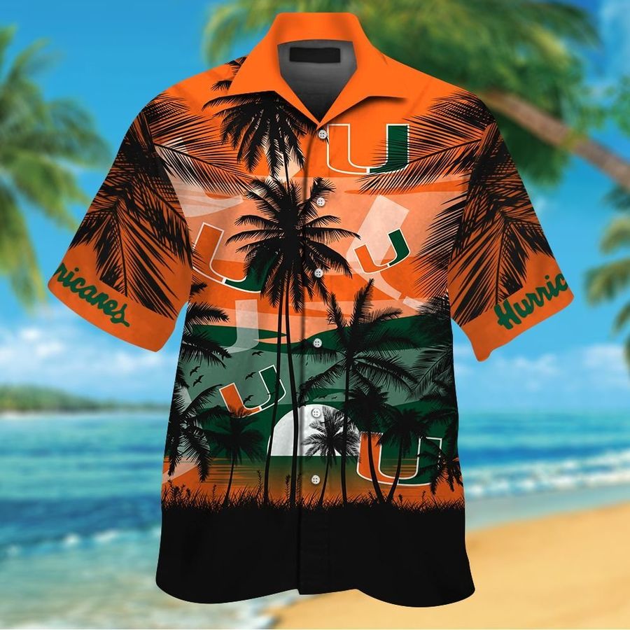 Miami Hurricanes Tropical Short Sleeve Button Up Tropical Aloha Hawaiian Shirts For Men Women Shirt