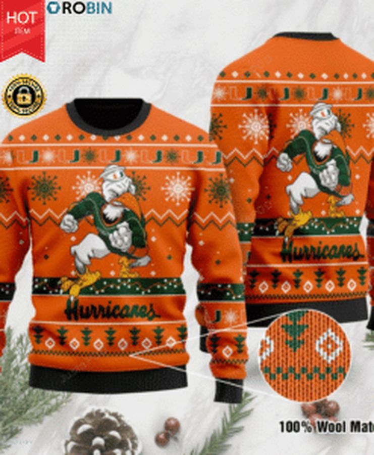 Miami Hurricanes Ugly Christmas Sweater All Over Print Sweatshirt Ugly