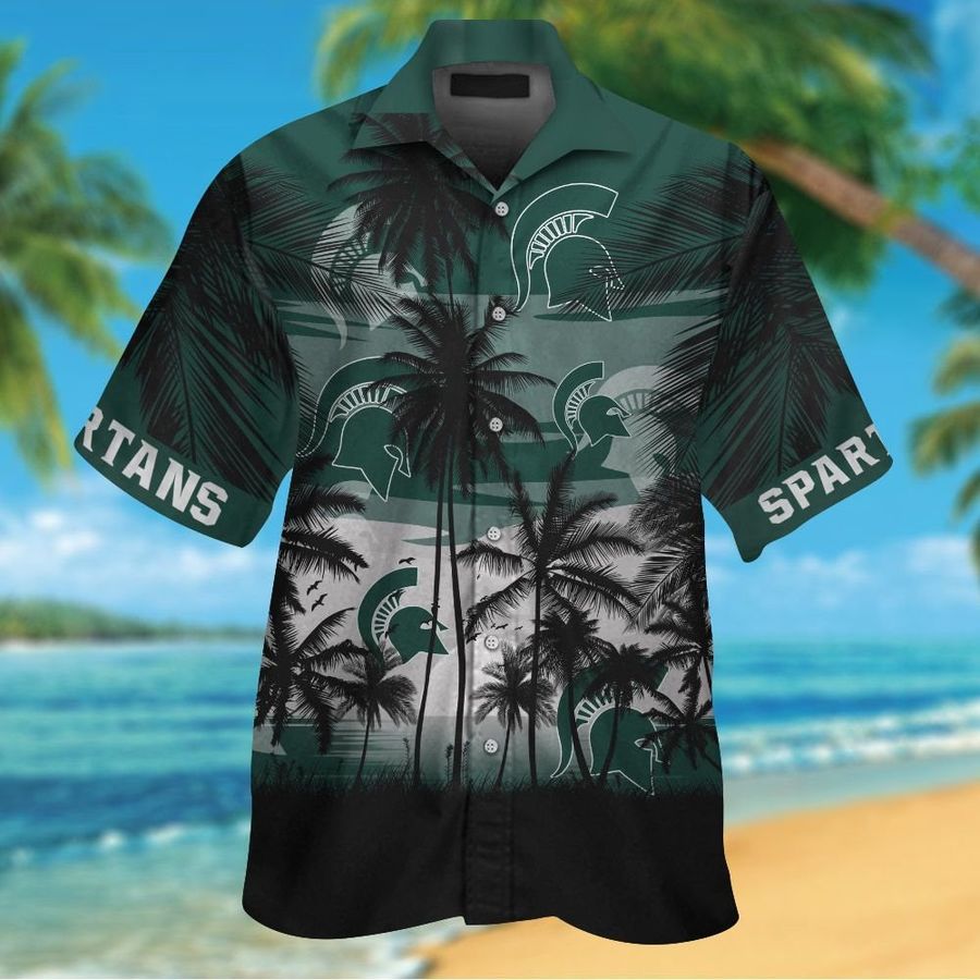 Michigan State Spartans Short Sleeve Button Up Tropical Aloha Hawaiian Shirts For Men Women