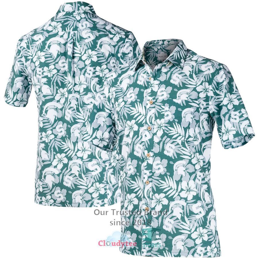 Michigan State Spartans Tellum and Chop Floral Green Hawaiian Shirt – LIMITED EDITION – LIMITED EDITION