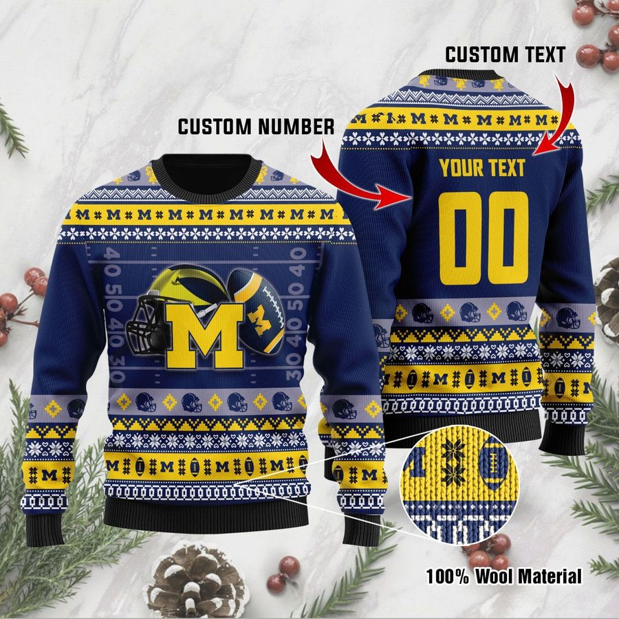 Michigan Wolverines Custom Name  Number Personalized Ugly Christmas Sweater