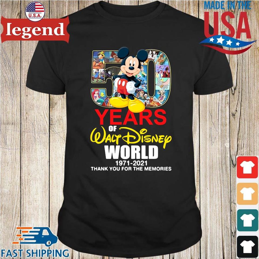 Mickey Mouse 50 years of walt Disney world 1971-2021 thank you for the memories shirt