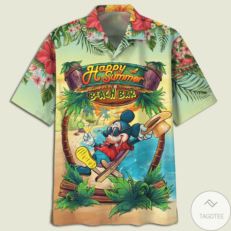 Mickey Mouse Happy Summer Beach Bar Hawaiian Shirt