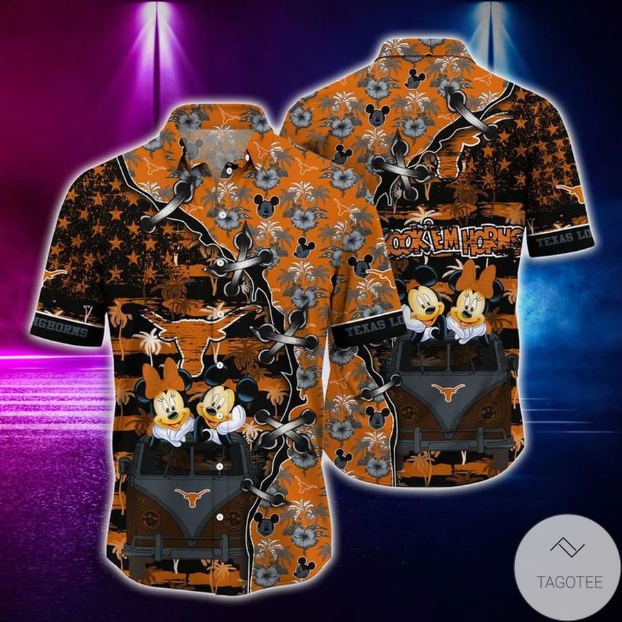 Mickey Mouse Texas Longhorns Hawaiian Shirt