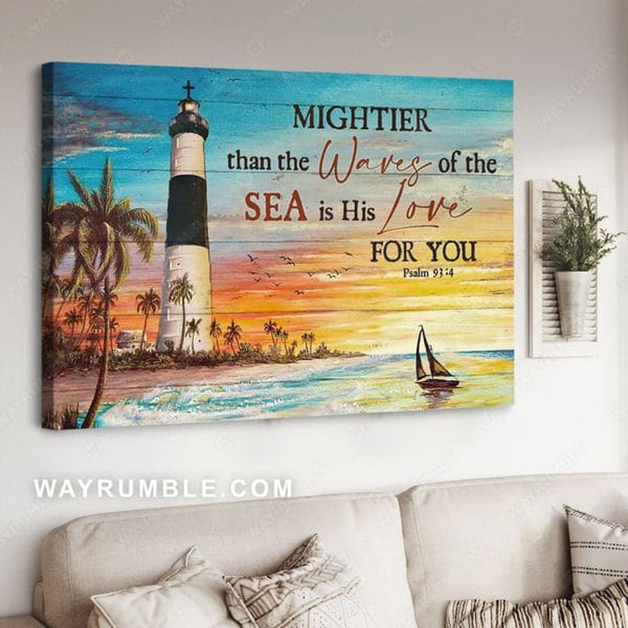Mightier Than The Waves Of The Sea Is His Love For You, Lighthouse Scenery Poster