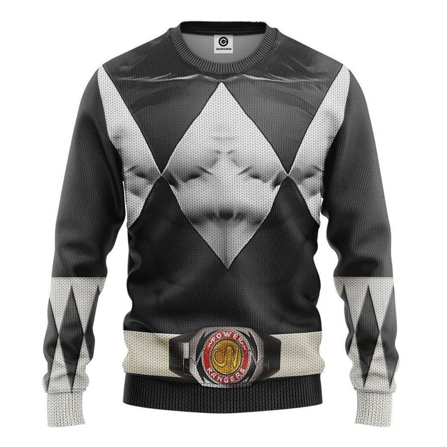 Mighty Morphin Black Power Rangers Custom Ugly Sweater