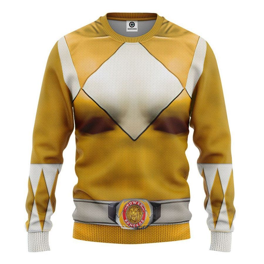 Mighty Morphin Yellow Power Rangers Ugly Sweater