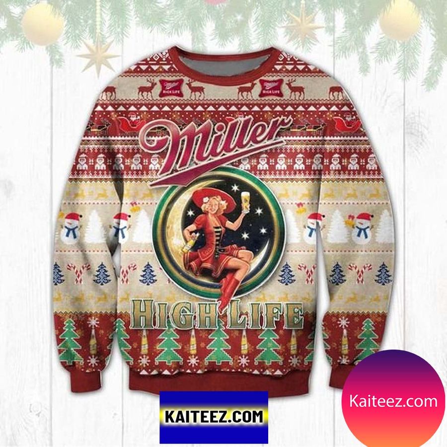 Miller High Life 3D Christmas Ugly Sweater