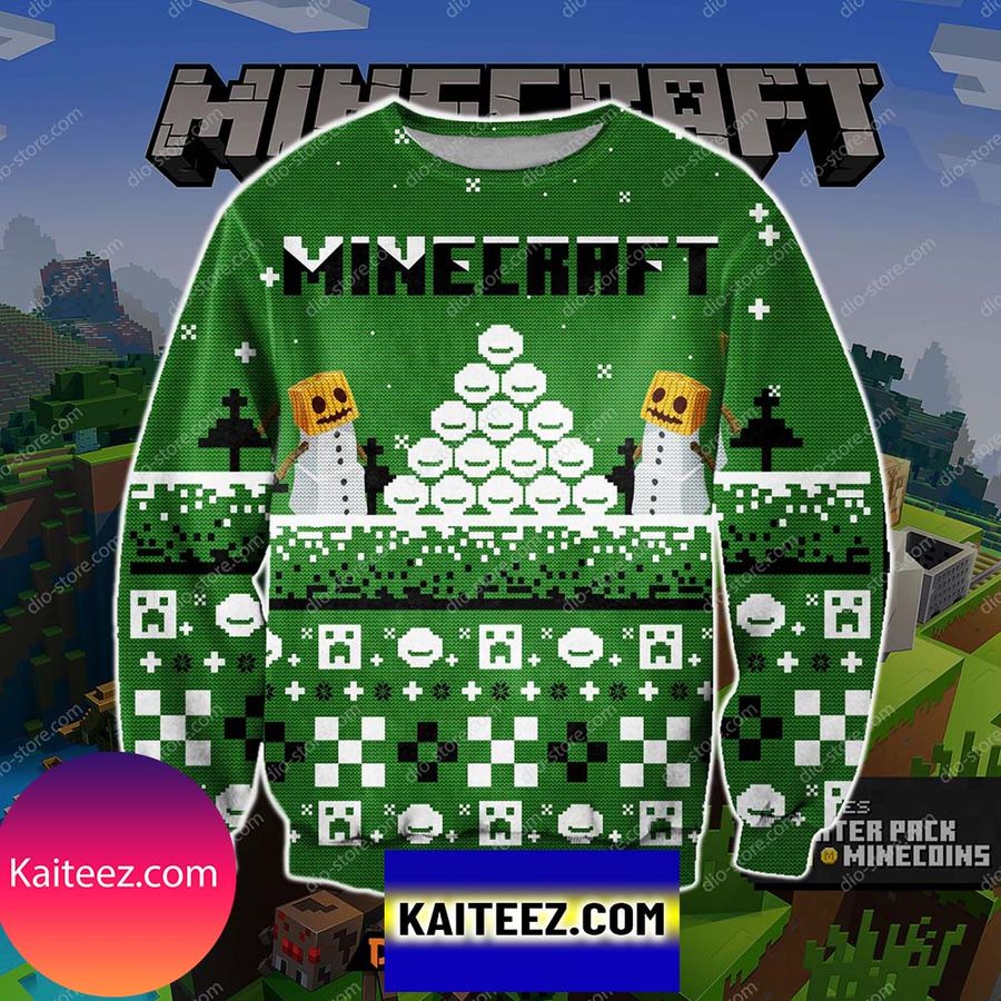 Minecraft Game 3d Knitting Pattern Print Christmas Ugly Sweater