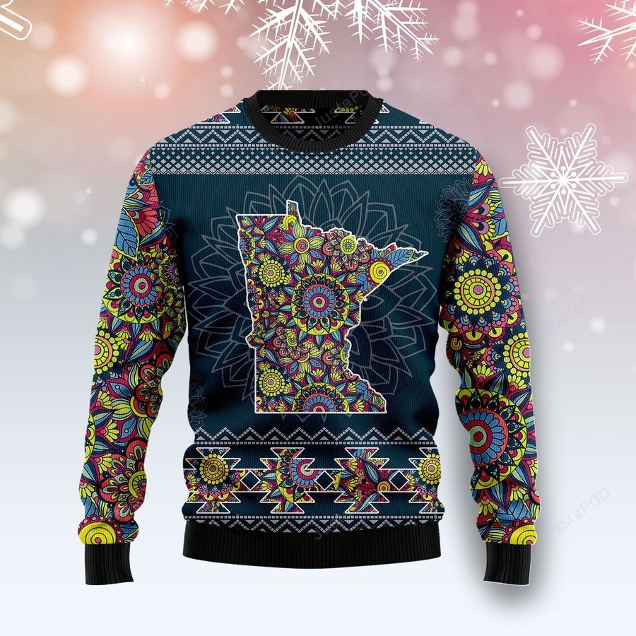 Minnesota Blue Mandala Ugly Christmas Sweater Ugly Sweater Christmas Sweaters