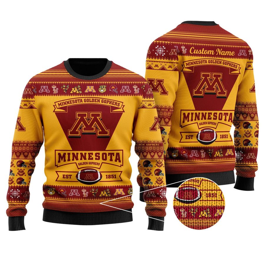 Minnesota Golden Gophers Football Team Logo Personalized Ugly Christmas Sweater
