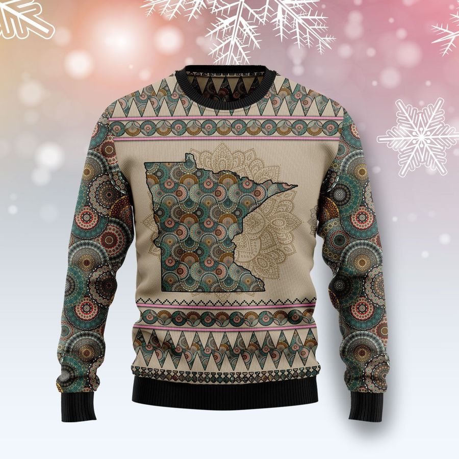 Minnesota Mandala Ugly Christmas Sweater All Over Print Sweatshirt Ugly