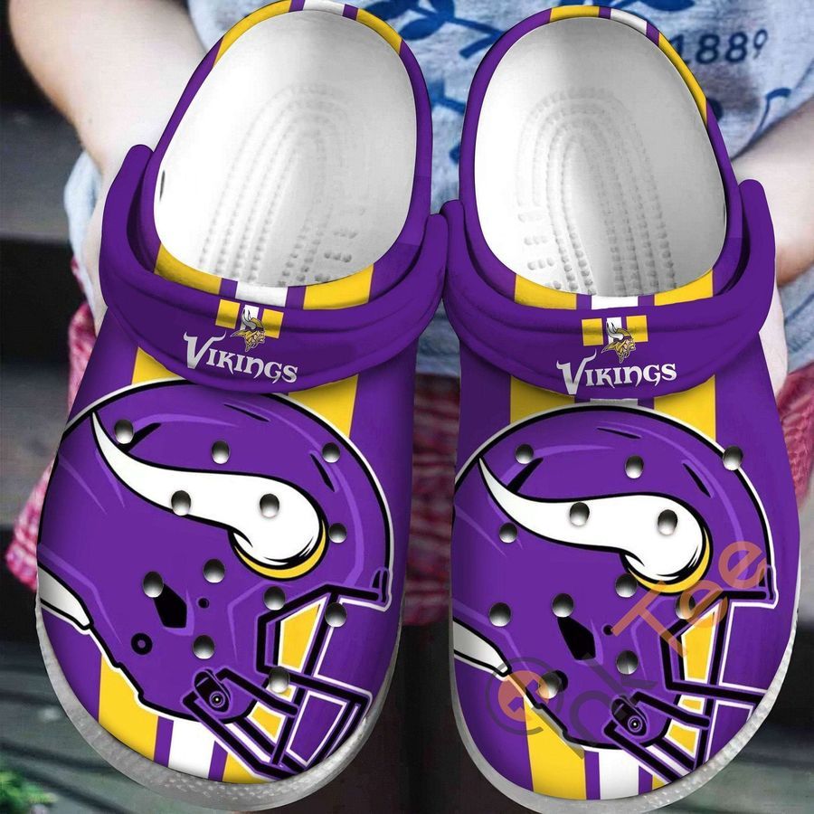 Minnesota Vikings Football Helmet Crocs Crocband Clog Comfortable Water Shoes Gift For Fans
