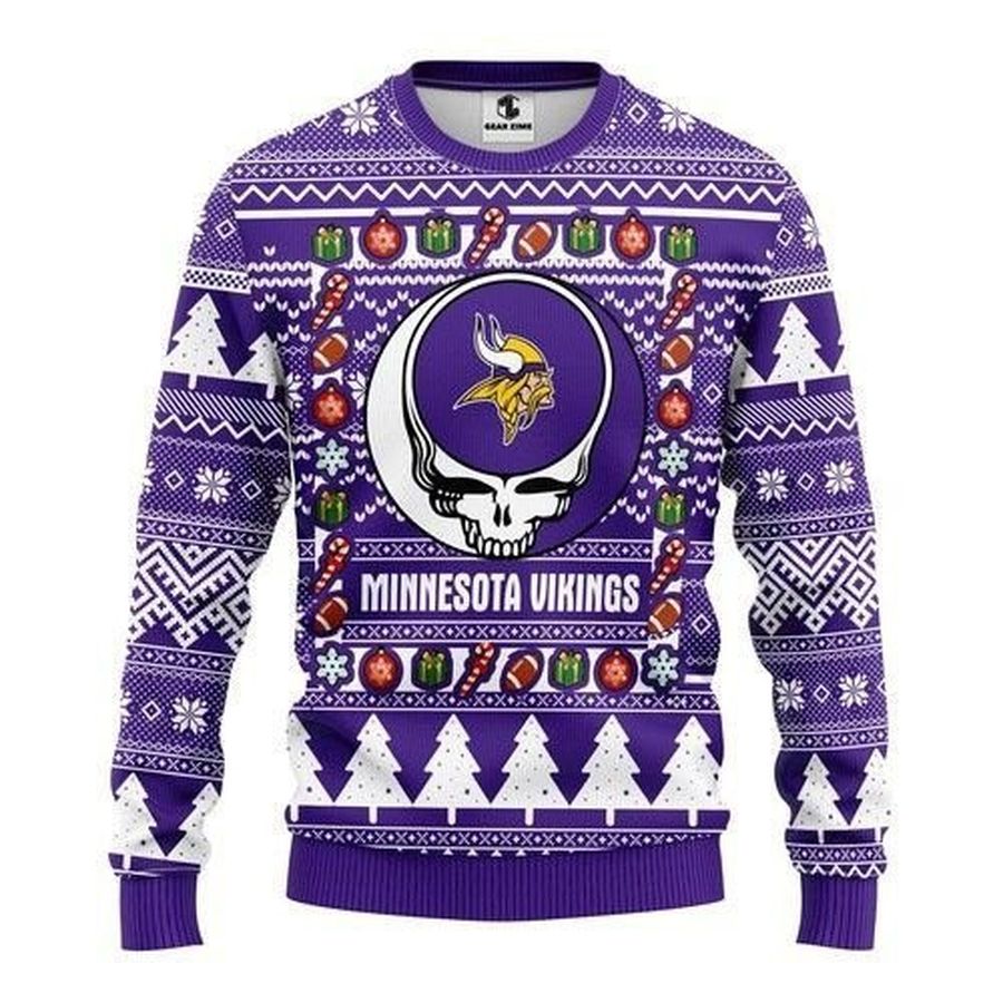 Minnesota Vikings Grateful Dead Ugly Christmas Sweater All Over Print