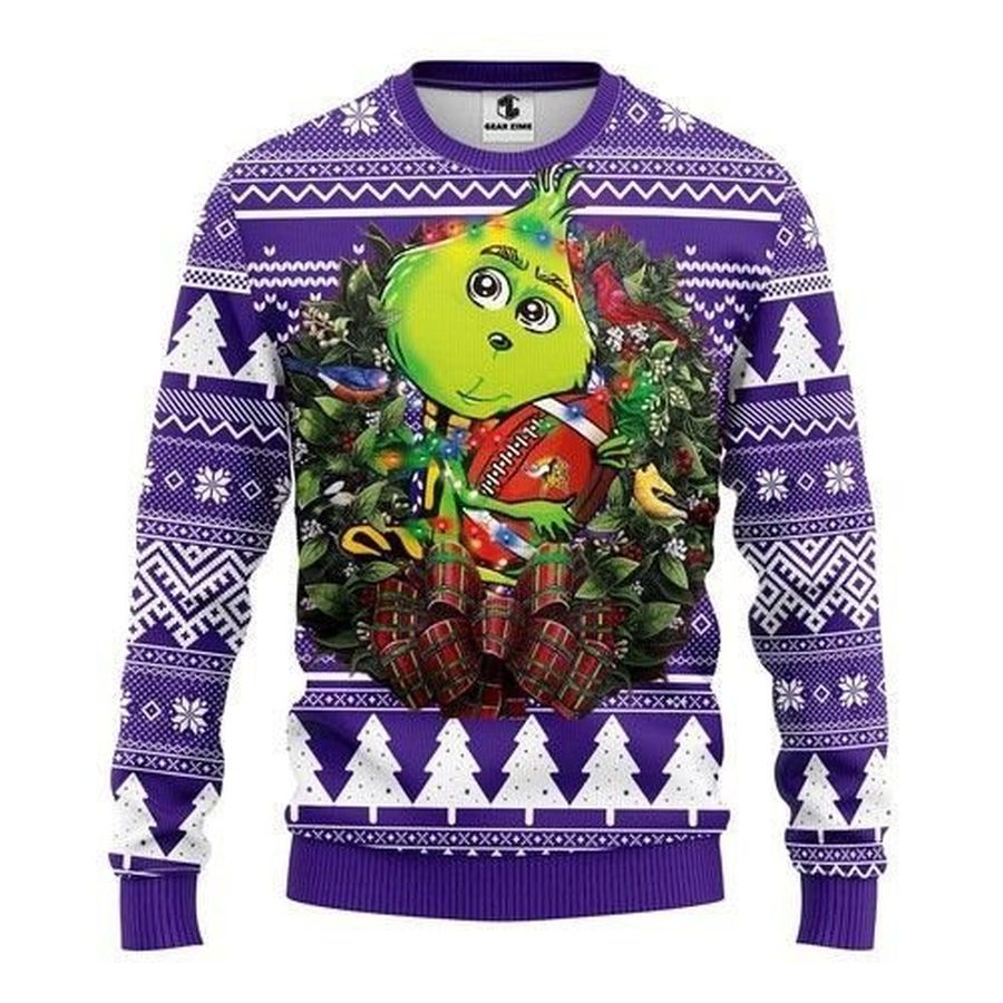Minnesota Vikings Grinch Hug Ugly Christmas Sweater All Over Print