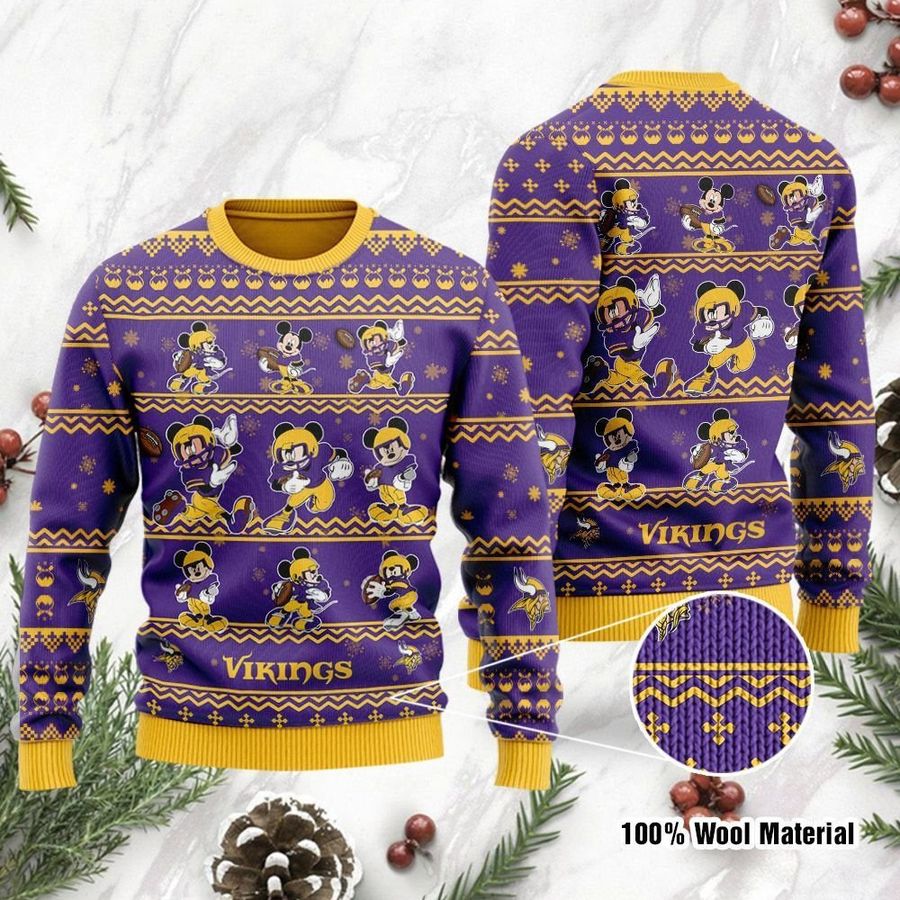 Minnesota Vikings Mickey Mouse Ugly Christmas Sweater Ugly Sweater Christmas