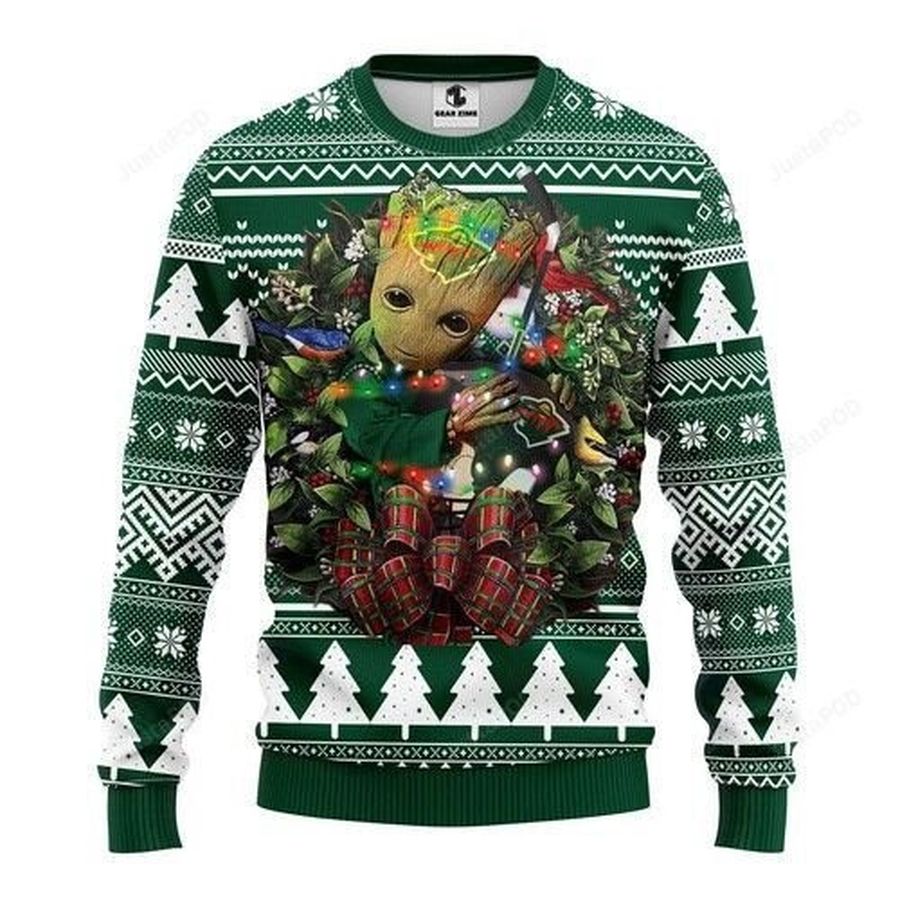 Minnesota Wild Groot Hug Ugly Christmas Sweater All Over Print