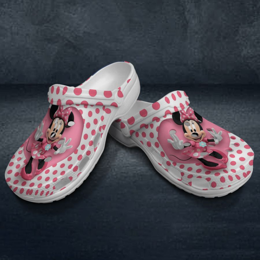 Minnie Mouse Pink Polka Dots Heart For Men And Women Gift For Fan Classic Water Rubber Crocs Crocband Clogs, Comfy Footwear
