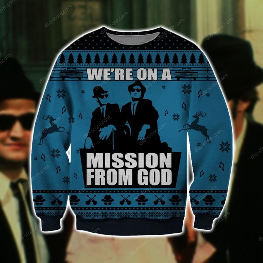 Mission From God 3D Print Ugly Christmas Sweater Hoodie All Over Printed Cint10712, All Over Print, 3D Tshirt, Hoodie, Sweatshirt, Long Sleeve