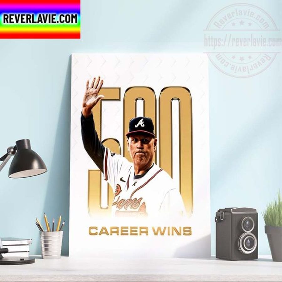 MLB Atlanta Braves Manager Brian Snitker 500 Career Wins Home Decor Poster Canvas
