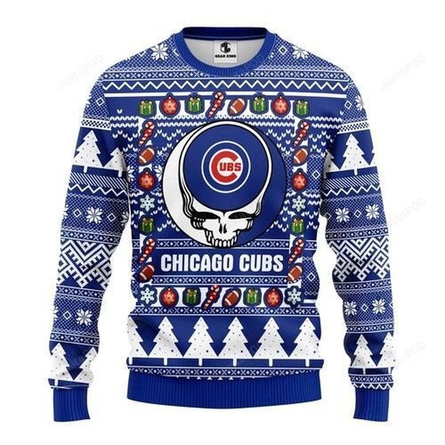 Mlb Chicago Cubs Grateful Dead Ugly Christmas Sweater All Over