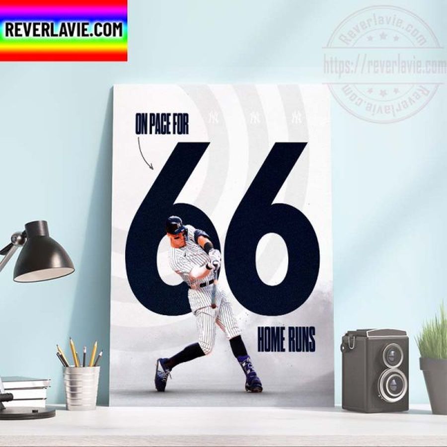 MLB New York Yankees Aaron Judge On Pace For 66 Home Runs Home Decor Poster Canvas