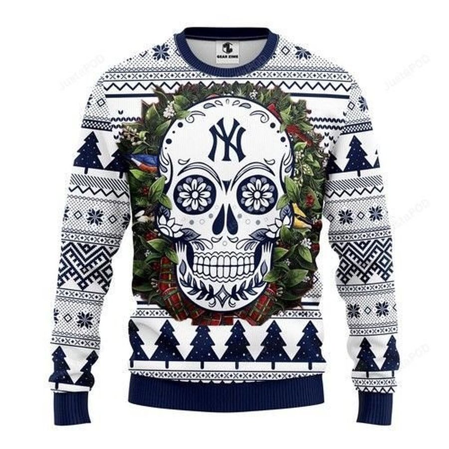 Mlb New York Yankees Skull Ugly Christmas Sweater All Over
