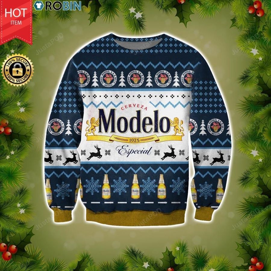 Modelo Especial Beer Ugly Christmas Sweater, All Over Print Sweatshirt, Ugly Sweater, Christmas Sweaters, Hoodie, Sweater