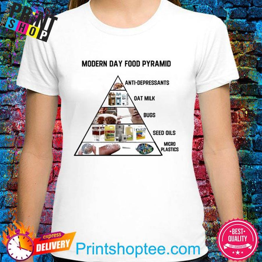 Modern Day Food Pyramid Anti Depressants Oat Milk Bugs Seed Oils Micro Plastics Shirt