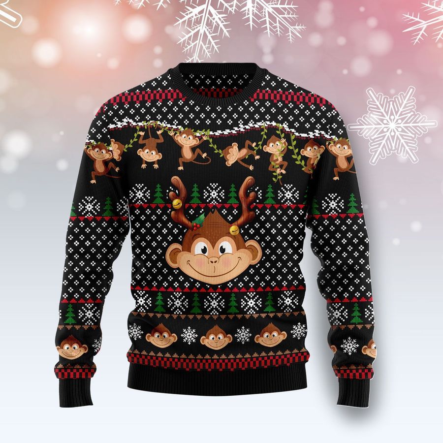 Monkey Ugly Christmas Sweater All Over Print Sweatshirt Ugly Sweater