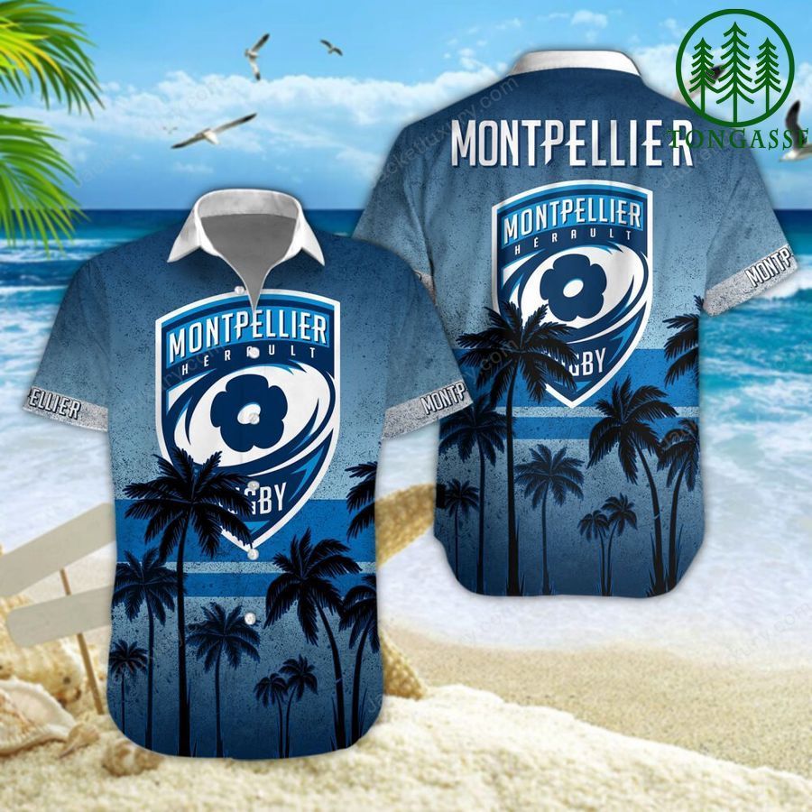 Montpellier Herault Rugby New Design Palm Hawaiian Shirt