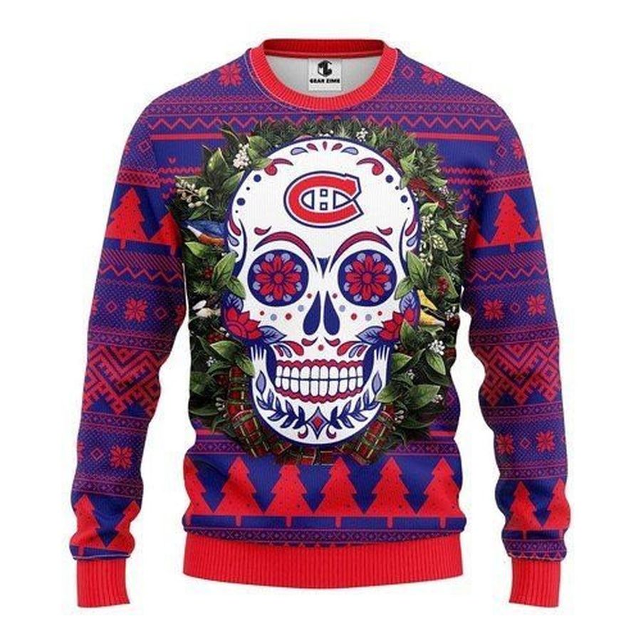 Montreal Canadiens Skull Flower For Unisex Ugly Christmas Sweater All