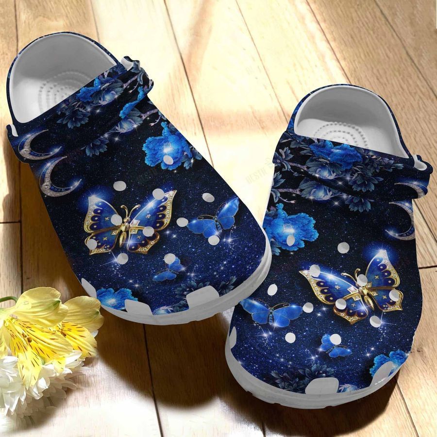 Moon And Butterfly Clogs Crocs Shoes Gifts For Women Girls - Mbutterfly149