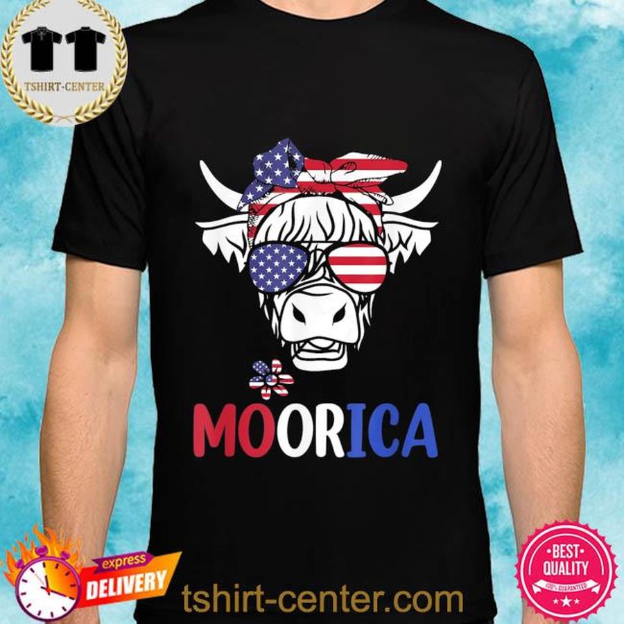 Moorica highland cow 4th of july usa patriotic cow shirt
