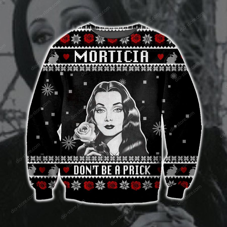 Morticia Dont Be A Prick Knitting Pattern 3D Print Ugly Sweater Hoodie All Over Printed Cint10518, All Over Print, 3D Tshirt, Hoodie, Sweatshirt