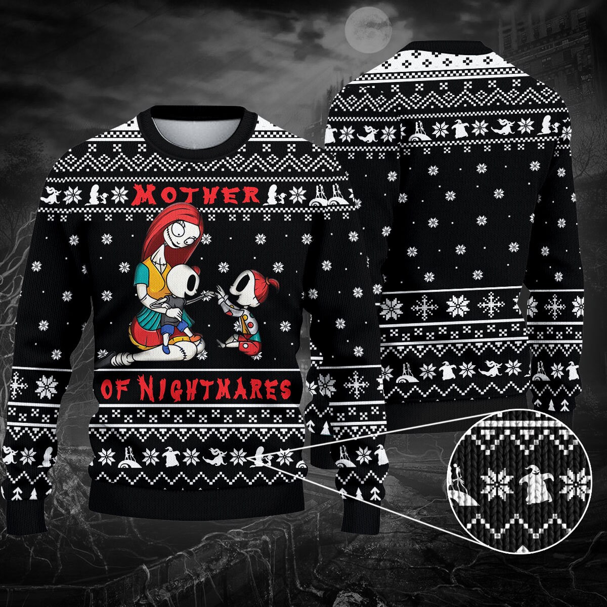 Mother Of Nightmares Ugly Mom Jack Skellington Christmas Happy Xmas Wool Knitted Sweater