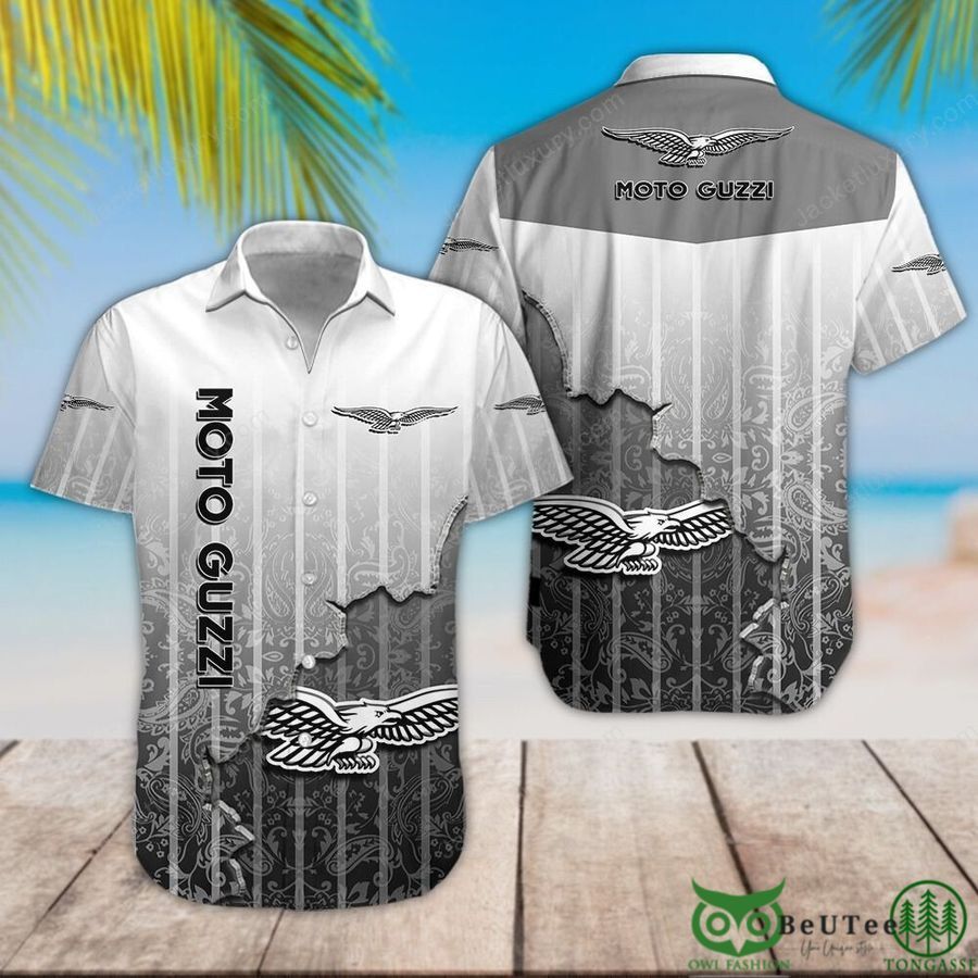 Moto Guzzi Gray Pattern Hawaiian Shirt