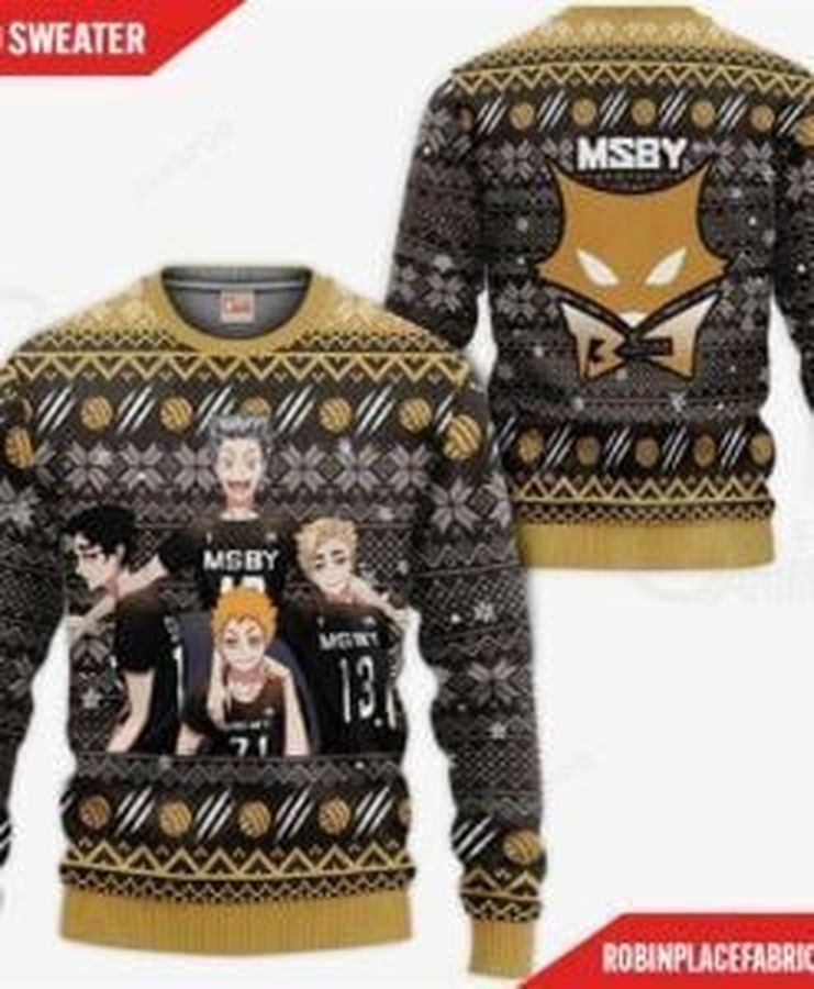 MSBY Black Jackals Haikyuu Anime Ugly Christmas Sweater Ugly Sweater