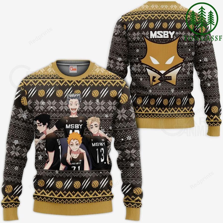 MSBY Black Jackals Ugly Christmas Sweater and Hoodie Haikyuu Anime Xmas Gift