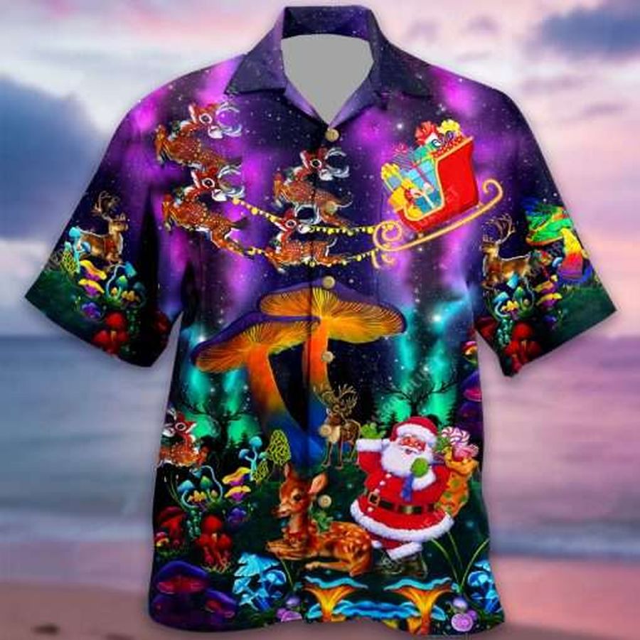 Mushroom Illusion Santa Claus Christmas Hawaiian Shirt