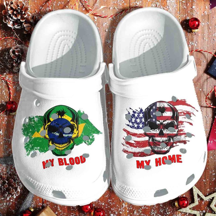 My Blood Brazil My Home Usa Flag Clog Crocs Shoes Gift For Man Woman