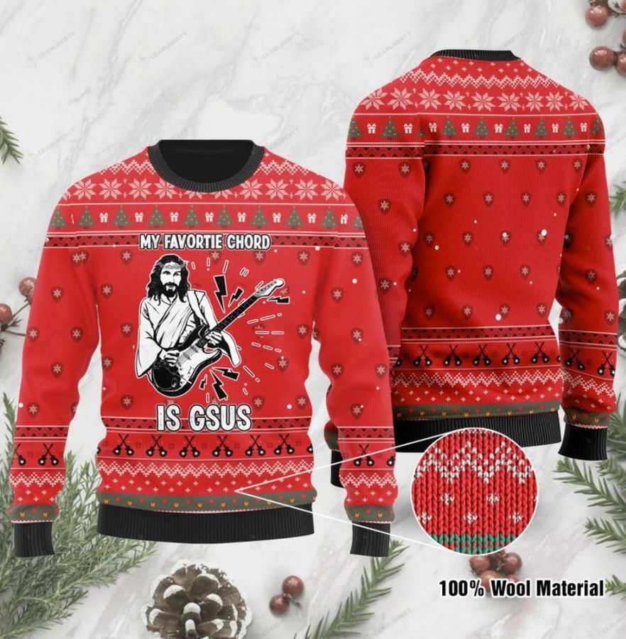 My Favorite Chord Is Gsus Ugly Christmas Sweater All Over