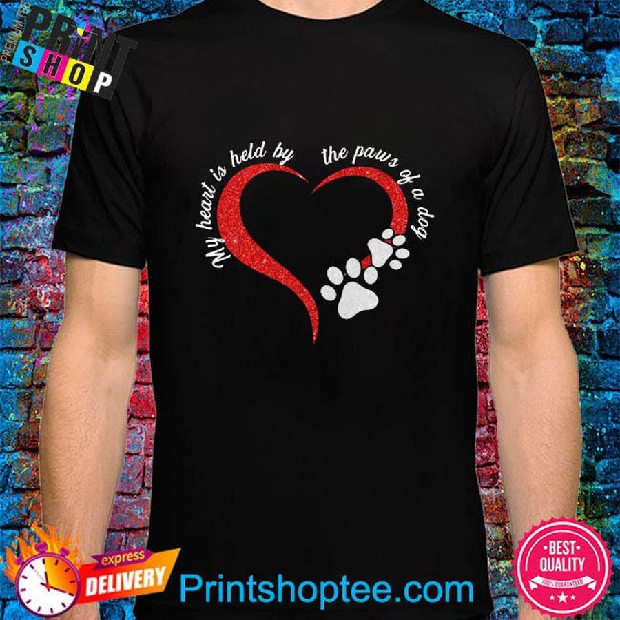 My heart held by the paws of a dog shirt