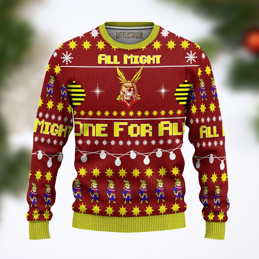 My Hero Academia Anime Custom All Might Pixel Ugly Sweater