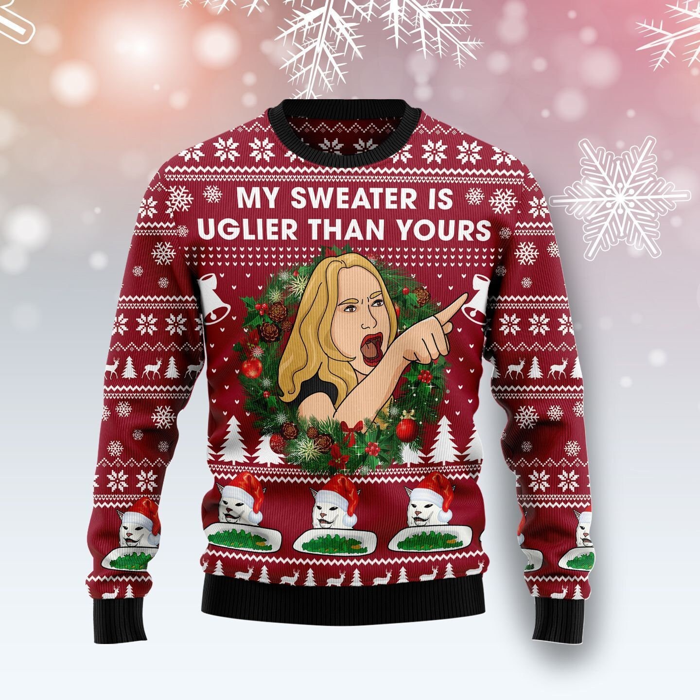 My Is Uglier Than Yours Ugly Christmas Happy Xmas Wool Knitted Sweater