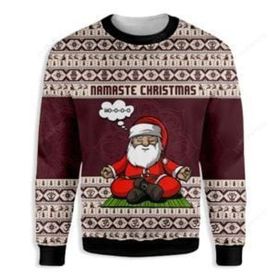 Namaste Christmas Santa Clause Ugly Christmas Sweater All Over Print