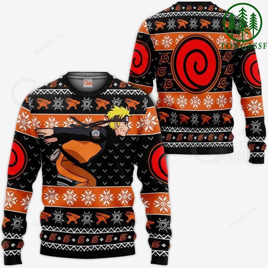 Naruto Running Ugly Christmas Sweater and Hoodie Naruto Anime Xmas Gift